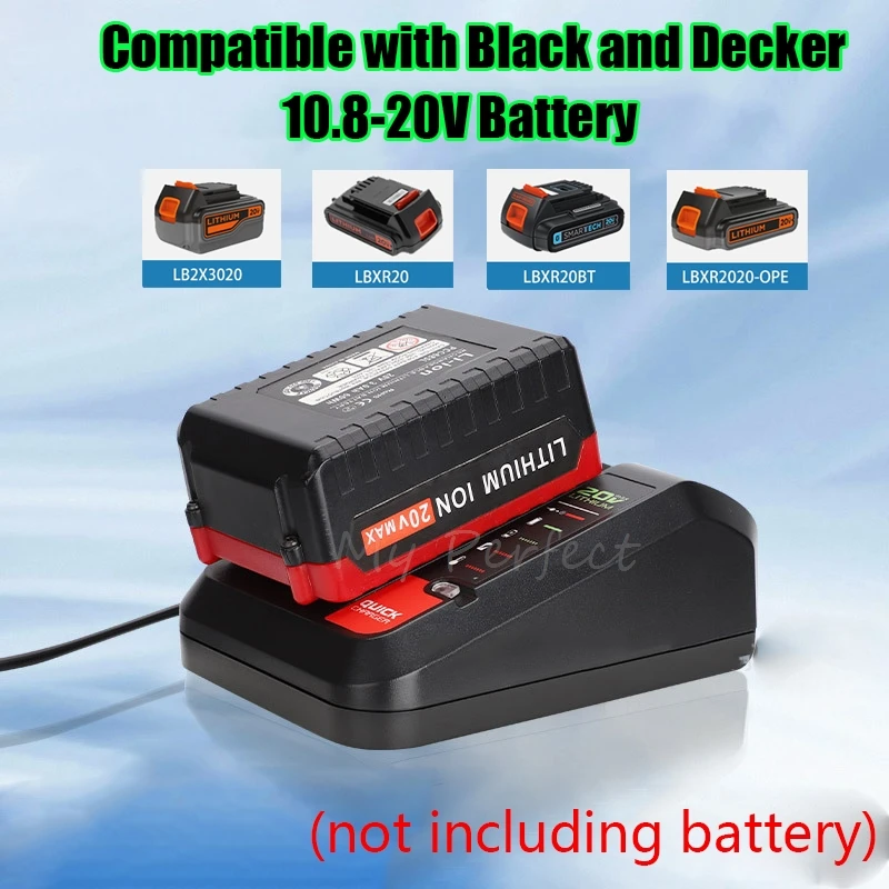 

Быстрое зарядное устройство с литиевой батареей 20 В, совместимое с Black and Decker Stanley LBXR20, LBXR2020, LBXR2020-OPE, LBX4020 Porter Cable PCC680L, PCC680LP, PCC681L, PCC682L, PCC685L с индикатором зарядки