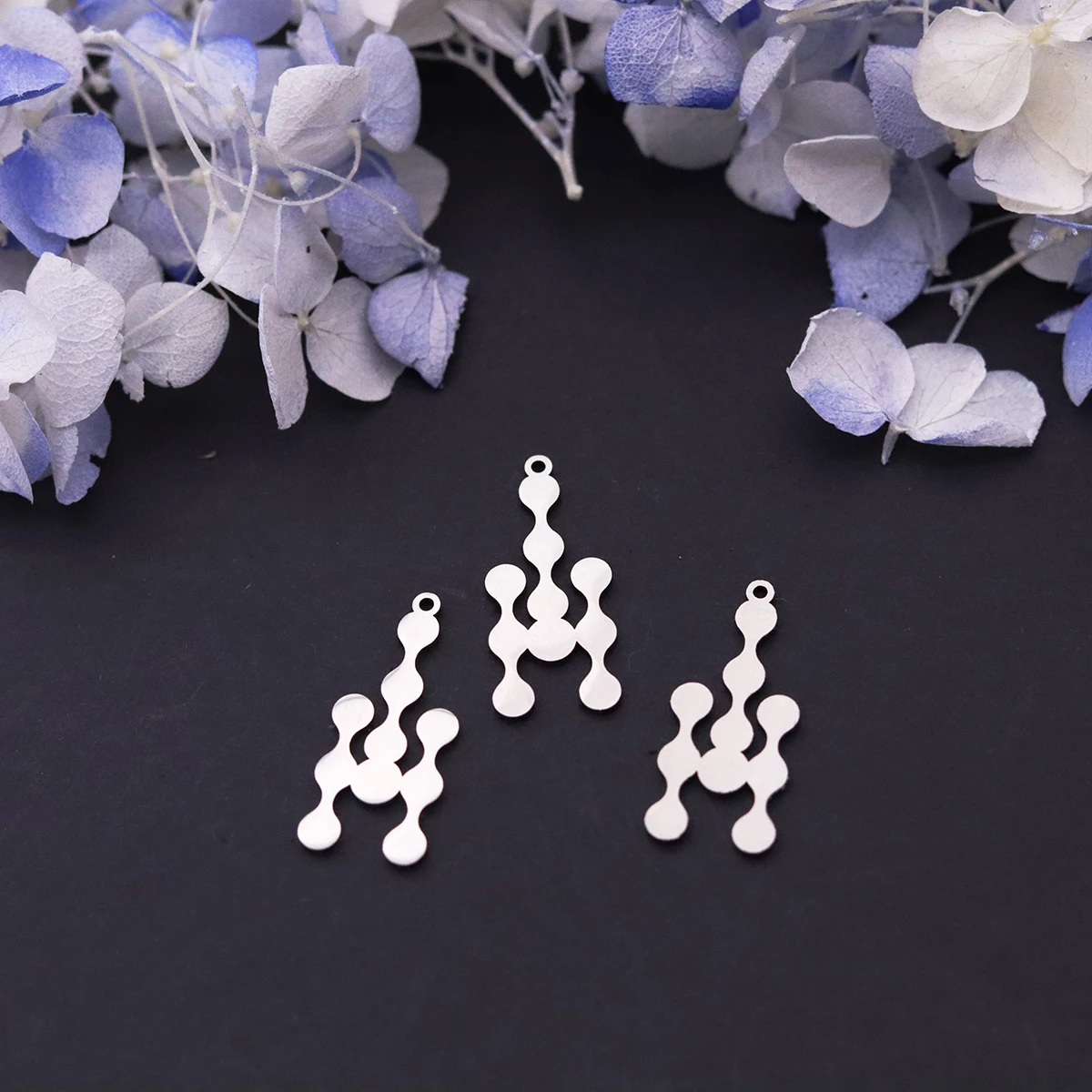 3pcs Connected Oval Bead Tassel Pendant Stainless Steel Charms For DIY Jewelry Making Necklace Earrings Accessories