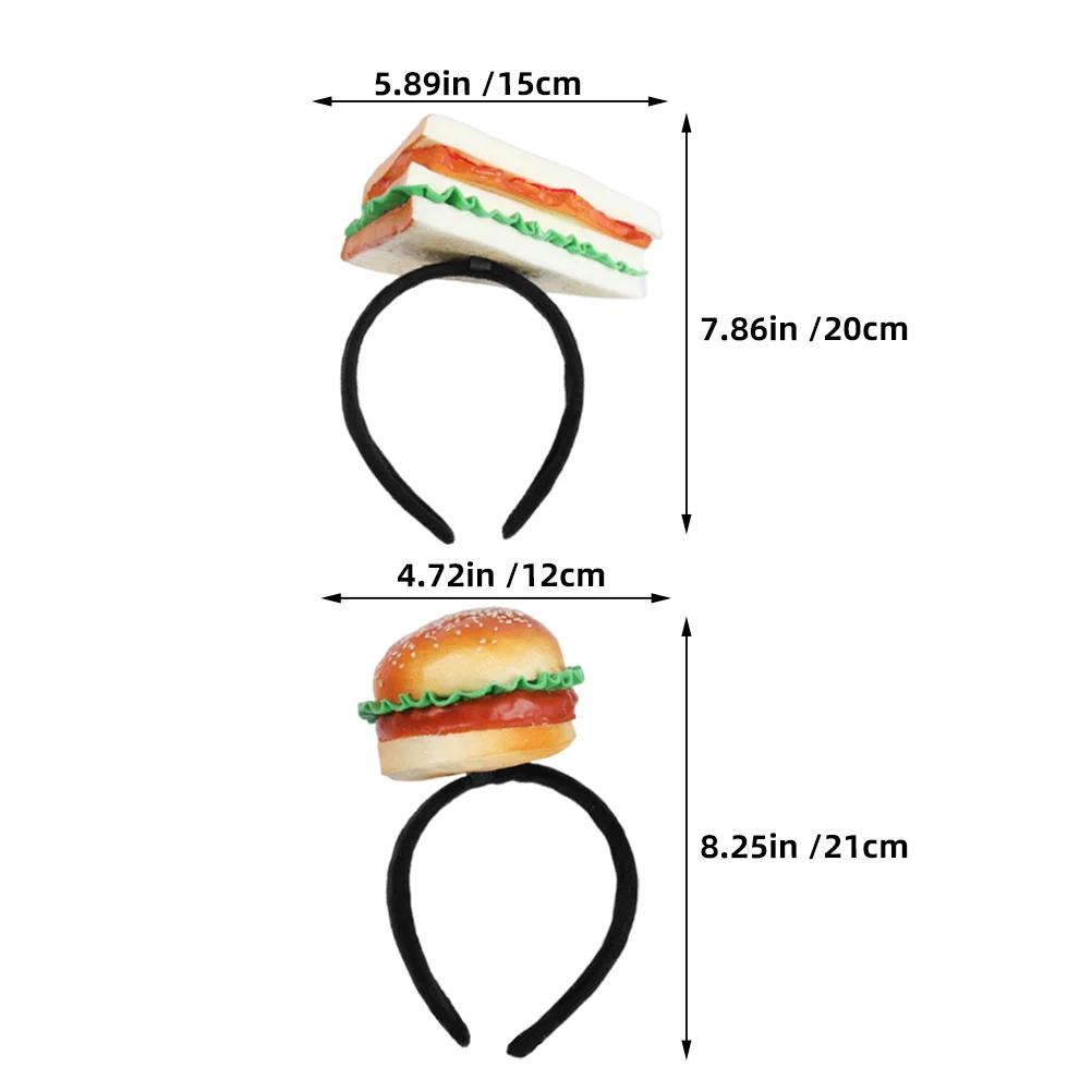 عصابة رأس على شكل كعكة همبرغر مكونة من قطعتين من أزياء الوجبات السريعة، قبعة ساندويتش للبالغين، ملحقات البطاطس المقلية، قبعة قماش لغسل الوجه
