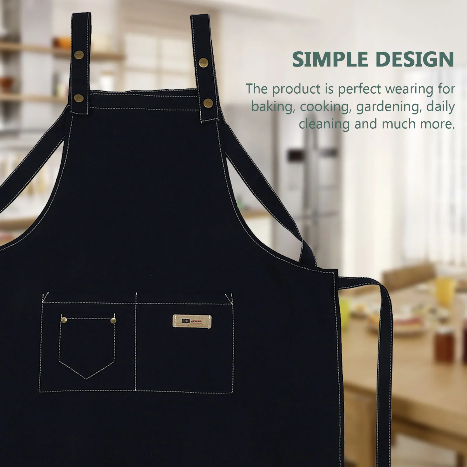 

Oil-Proof Kitchen Apron Cotton Adjustable Sleeveless Cooking Apron with Pocket for Waiter Waitress Baking Serving