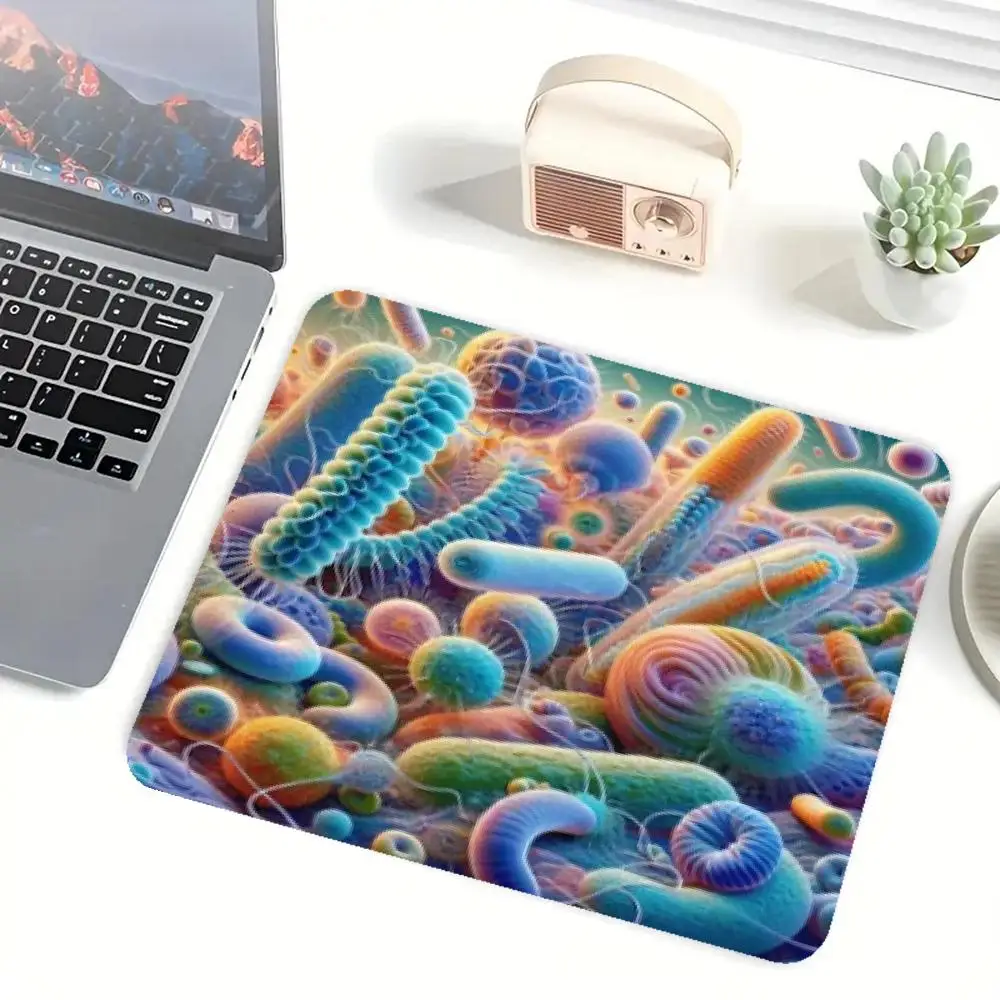 Table Mat Playmat Microscopic Bacteria Microorganism Science Themed Vivid Color Print Large Size Non Slip Mousepad For Laptop
