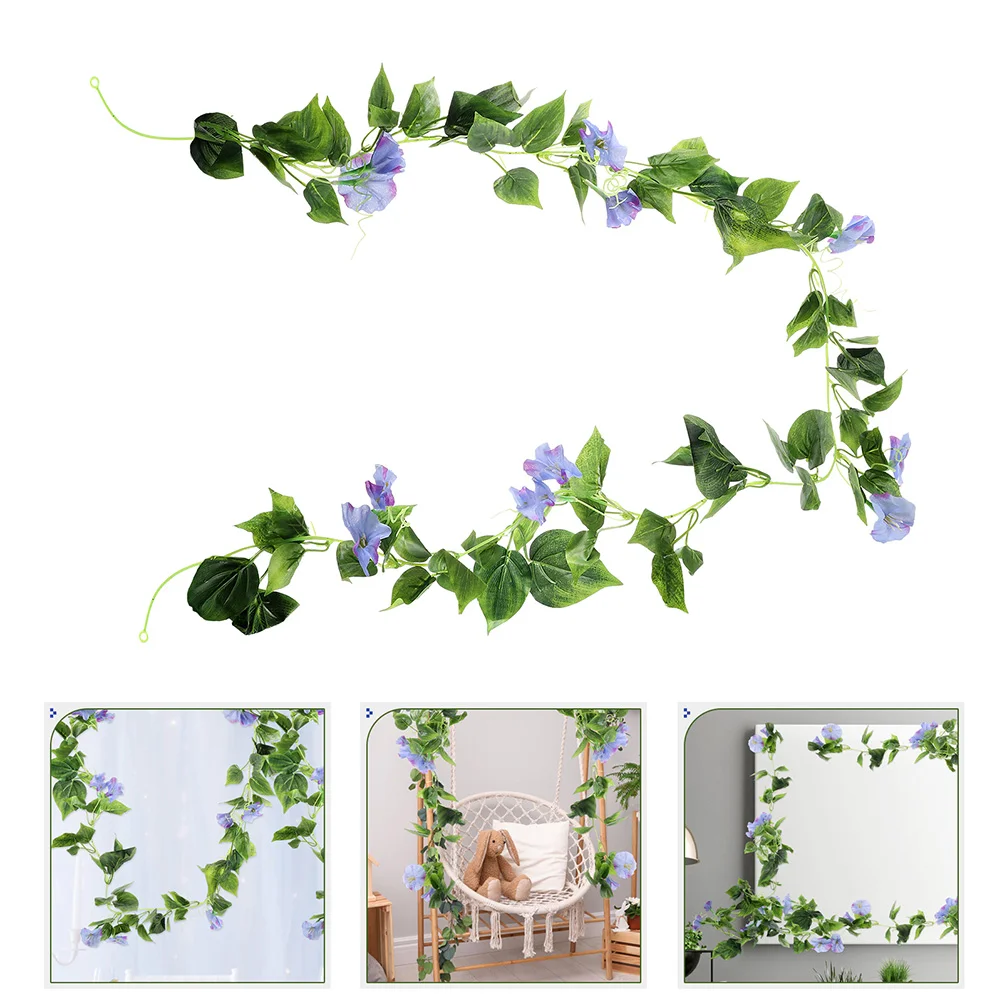 

2 Pcs Christmas Decorations Yellow Artificial Vine Morning Glory Faux Vines Hanging Flowers for Backdrop Outdoors Blue Garland