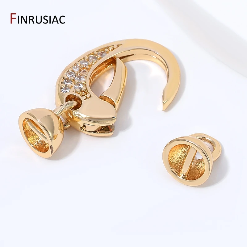 14K Gold Plated Brass Oval Fastener Pearl Clasps,Closure Lock Clasps For DIY Needlework Beads Pearls Jewelry Making Accessories