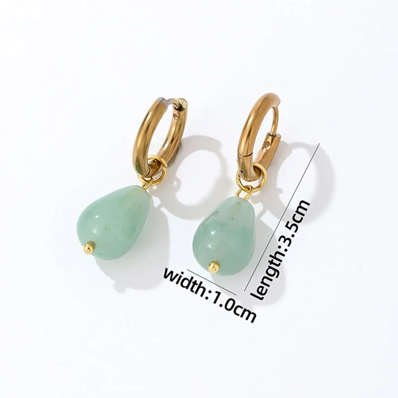 Drop Natural Stone Earring Handmade Crystal Drop Earrings for Women Natural Raw Green Aventurine Earrings Healing stone Earrings