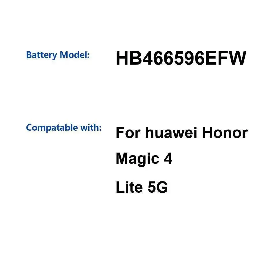 

HB466596EFW Mobile Phone Battery High Performance Reliable Replacement 4700Mah For Huawei Honor Magic 4 Lite 5G