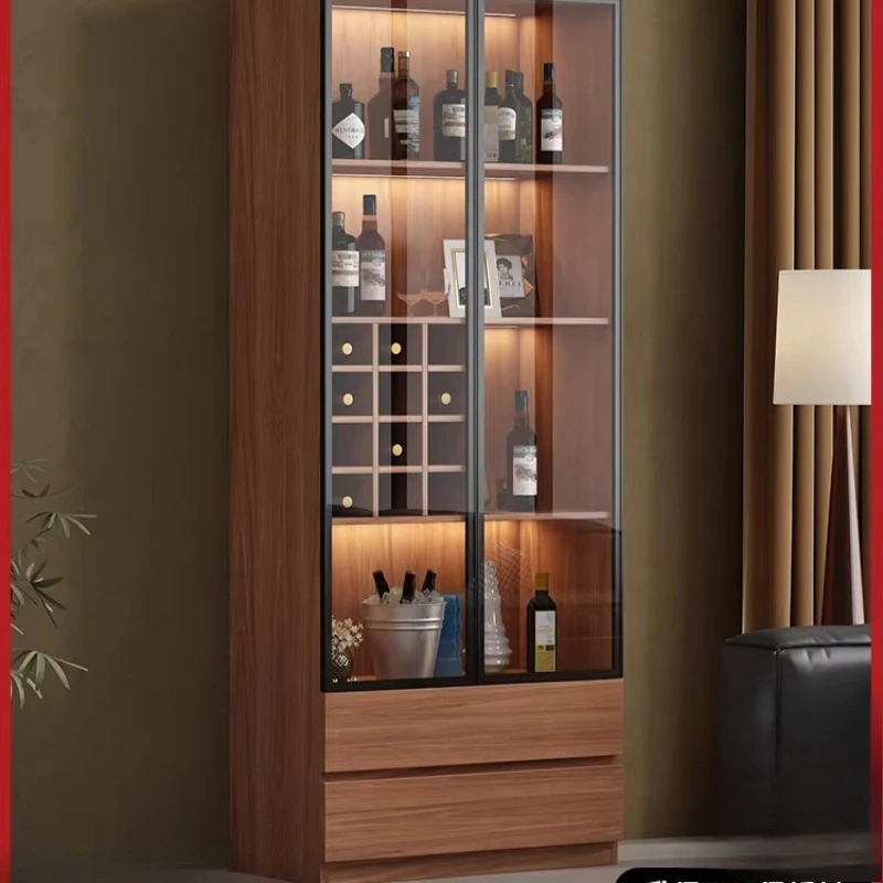 

Винный шкаф для гостиной, небольшой стеклянный витринный шкаф для вина, высокий вертикальный барный шкаф для дома, мебель для бара, Juomakaappi XY50JG