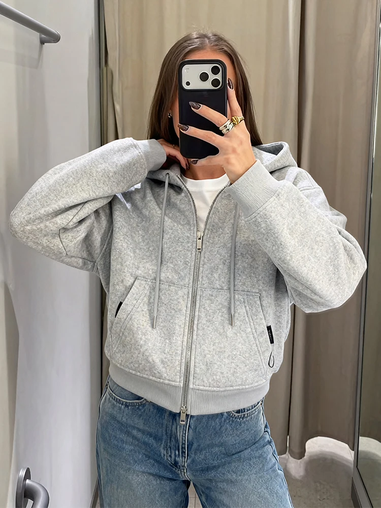 

Женская мягкая короткая куртка 2025, осень-зима, женское пальто с капюшоном и длинными рукавами на молнии, свободная женская повседневная новая верхняя одежда, топы ﻿ ﻿