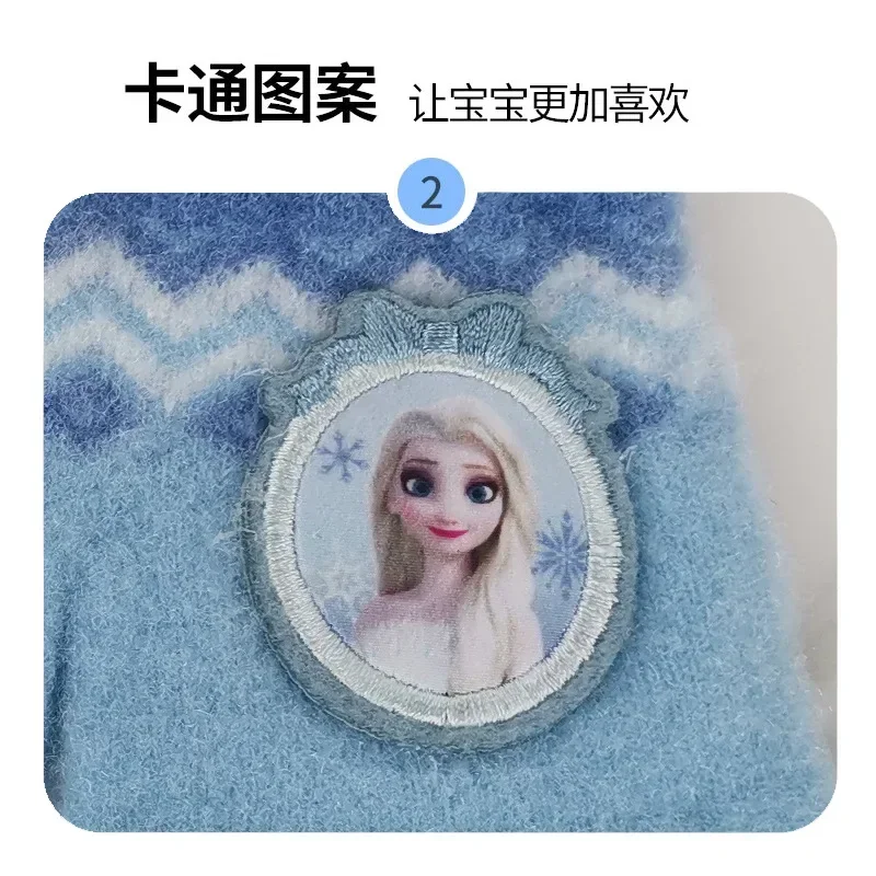 Disney Children\'s Gloves Cartoon Figure Kawaii Frozen Elsa Girl Child Winter Knit Can Touchscreen Warm All Finger Christmas Gift