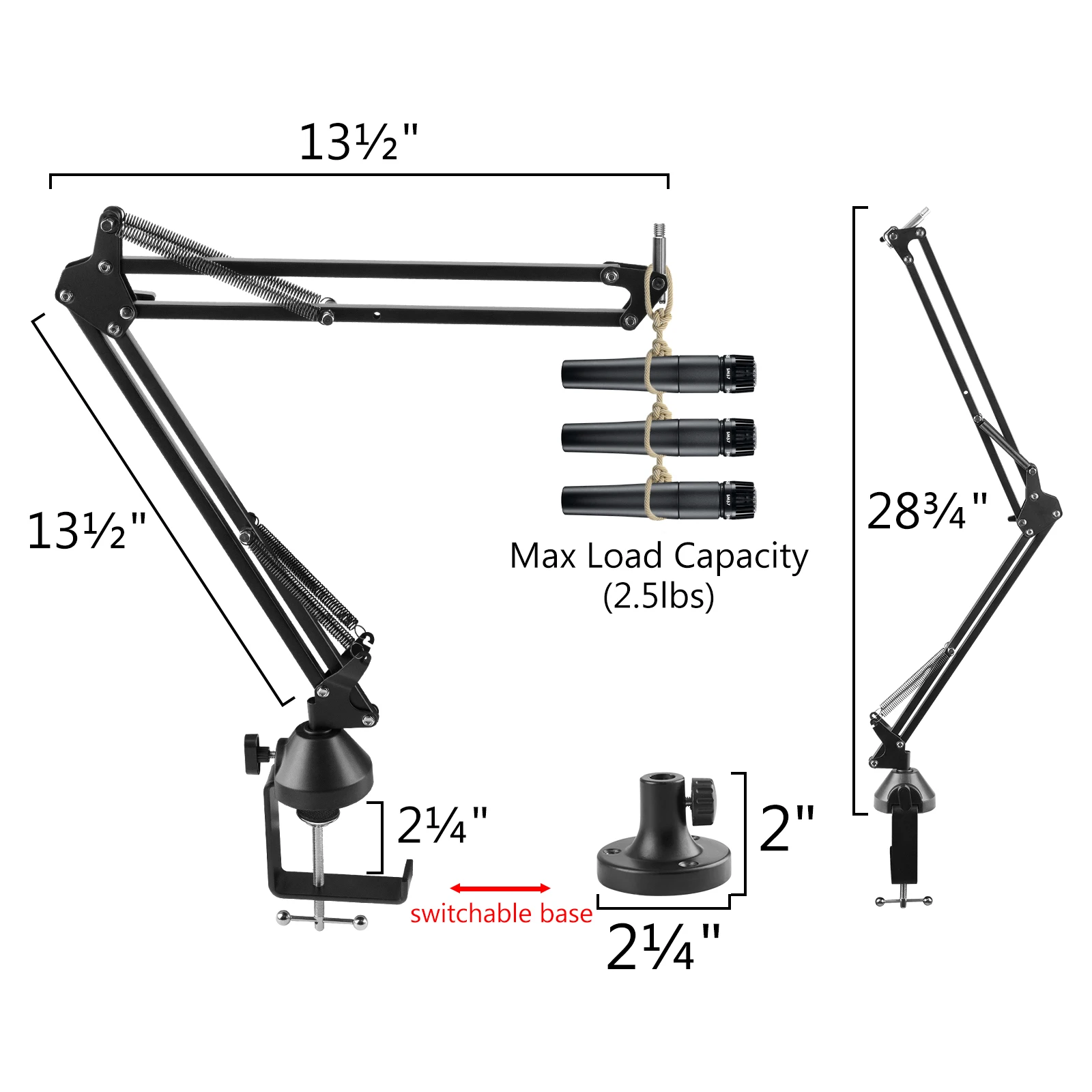 Geekria for Creators Microphone Arm Compatible with Shure MV88+, SM7B, MV7, MV7X, SM58, SM57, Mic Boom Arm Mount Adapter