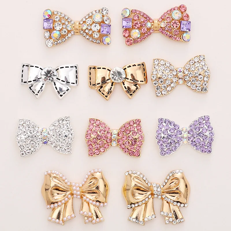 SKYE CIEL 5Pcs Diamond Bow-Series DIY Jewelry Accessories Flat Back Alloy Base Settings Wholesale Handmade Fitting