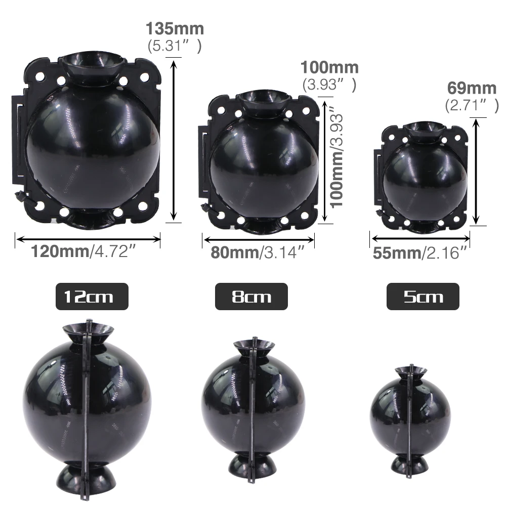 5PCS 5/8/12cm Black Plastic Plant Rooting Ball for Cuttage Grafting Sapling Garden Tree Aerial Rooting Propagation Breeding Box