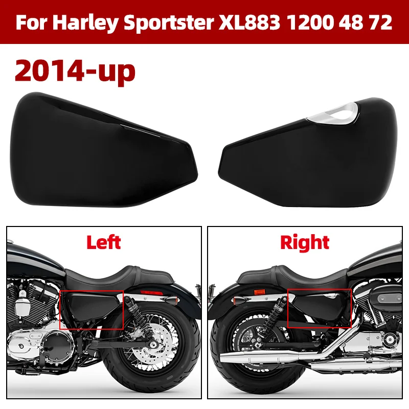 1 Pair Motorcycle Gloss Black Left Right Side Fairings Battery Cover Guard For Harley Sportster XL883 XL1200 X48 2014-Up