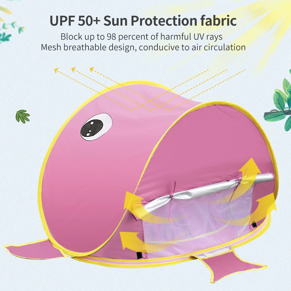 Kids Baby Pop Up Beach Tent with Pool Anti-UV Sunshelter Lightweight Foldable Sun Shade Tent for Beach Garden Outdoor Water Fun view 2