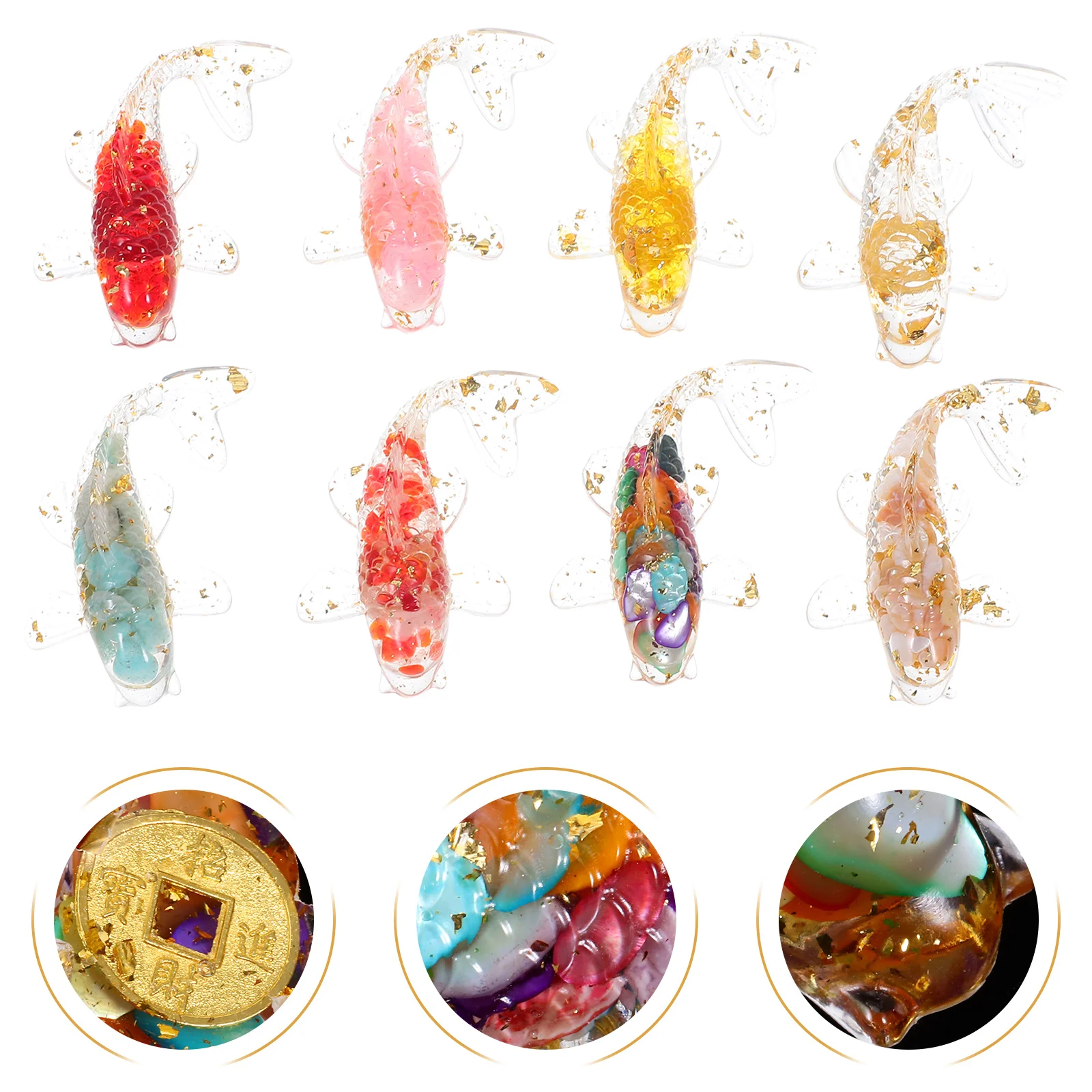

8Pcs Crystal Goldfish Ornament Luxurious Home Office Decor Symbolizing Figurines Home Decor