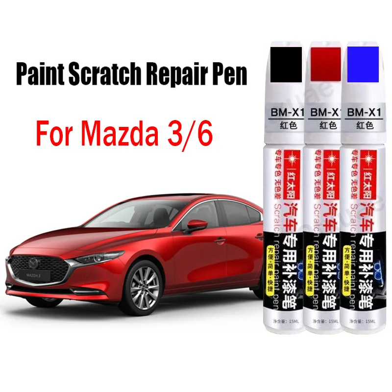 Caneta de reparo de pintura de carro para Mazda 3 6 Atenza Atez 6 2024 2023 2022 Touch Up Pintura Acessórios de reparo de arranhões vermelho branco preto