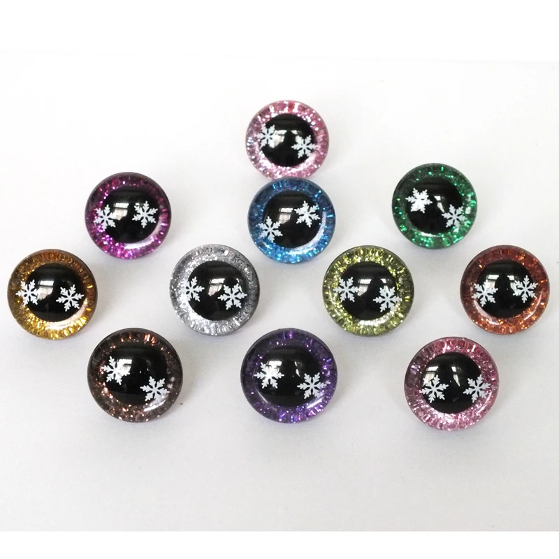 New Christmas Snowflake style 20 sparkling safe toy eyes with 12-30mm 3D eyes