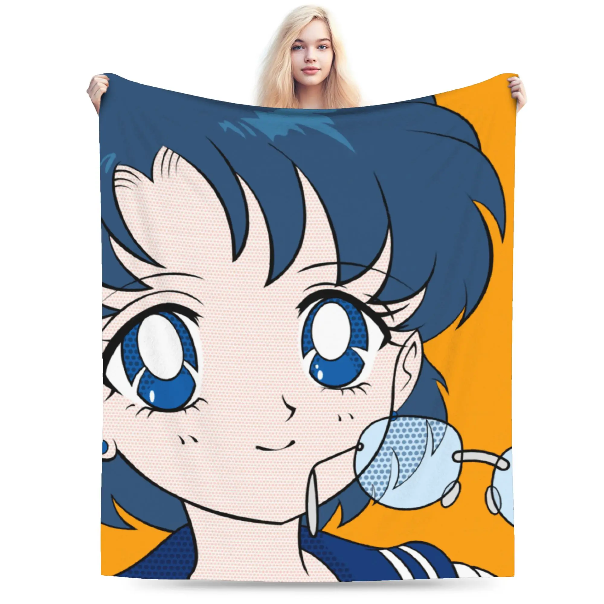 

S-Sailor M-Moon Anime Blankets Fleece All Season Multi-function Soft Throw Blanket for Bed Travel Bedspreads