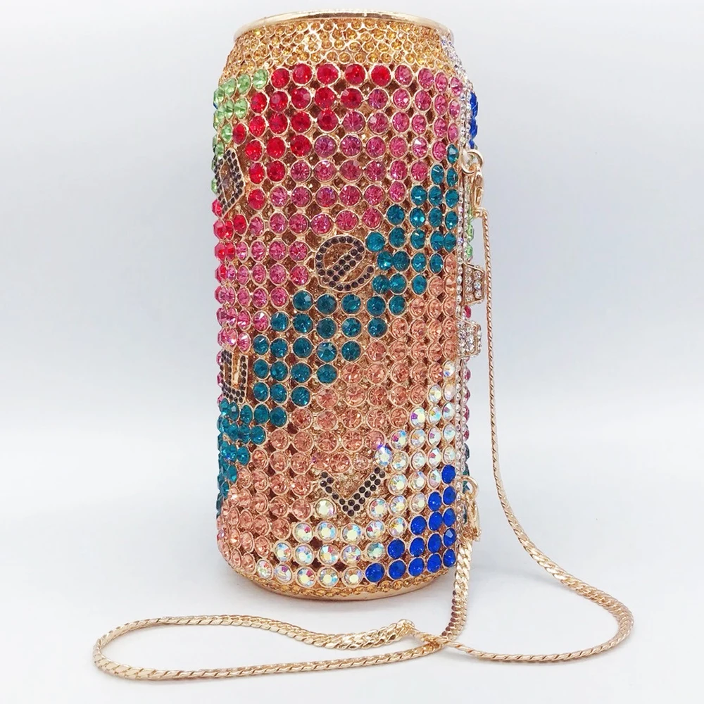 

Tin Pop Shape Crystal Evening Clutch Bag Multicolored Diamond Wedding Clutches Purse Luxury Lady Party Prom Purses Handbags