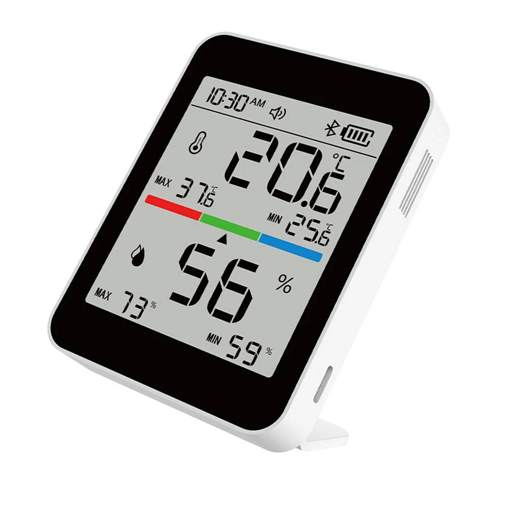 

Smart Indoor Thermohygrometer T1 with Large Screen Display Rechargeable Battery and Magnetic Stand for Easy Placement
