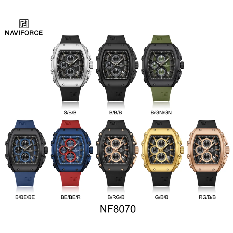 NötE ContrastOverTrench 44 note 短丈 NAVIFORCE Men's Quartz Watch Fashion Trend Sports Chronograph