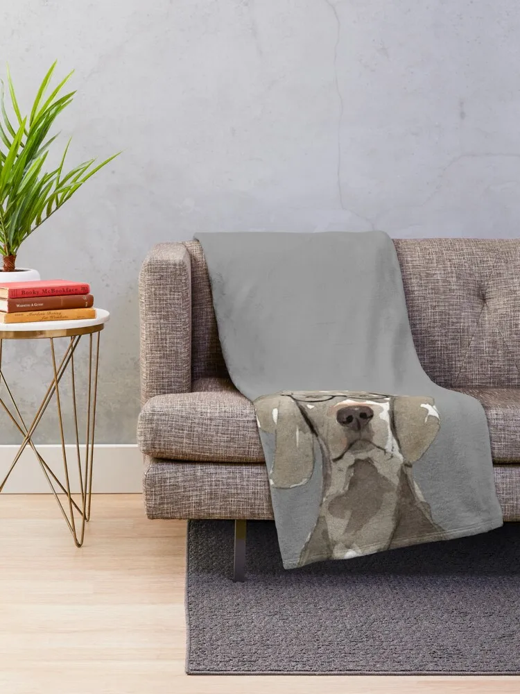 Weimaraner with glasses Throw Blanket Heavy Cute Plaid Fluffy Shaggy Blankets For Sofas Blankets