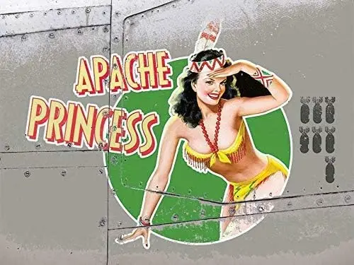 Retro Vintage Metal Plaque Sign Pin Up Girl Sexy Lady Apache Princess Nose Cone Girls Rocket Guided Missile Aircraft for Ho sign