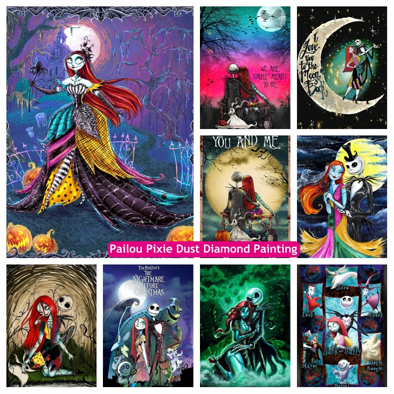 

Gothic Movie The Nightmare Before 2 AB Diamond Art Painting Halloween Pumpkin Prince Jack Skellintong Cross Stitch Decor