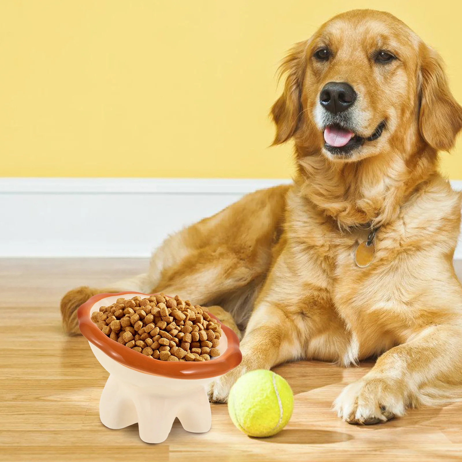 

Creative Ceramic Cat Bowls Large Mouth Water Food Bowl Safe Reusable Comfortable Eating Easy Clean Raised Cat Bowl Dry Wet Food