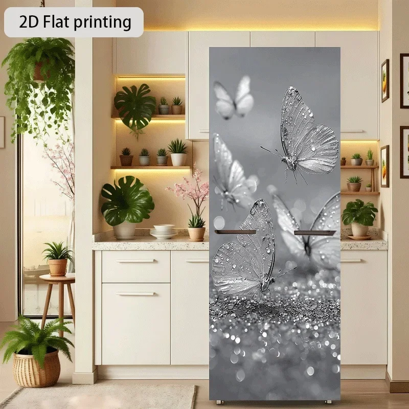 of Refrigerator Sticker,, Featuring a Butterfly Dance Theme Design, Self-Adhesive Wall Decoration Suitable for Cabinets And Wa