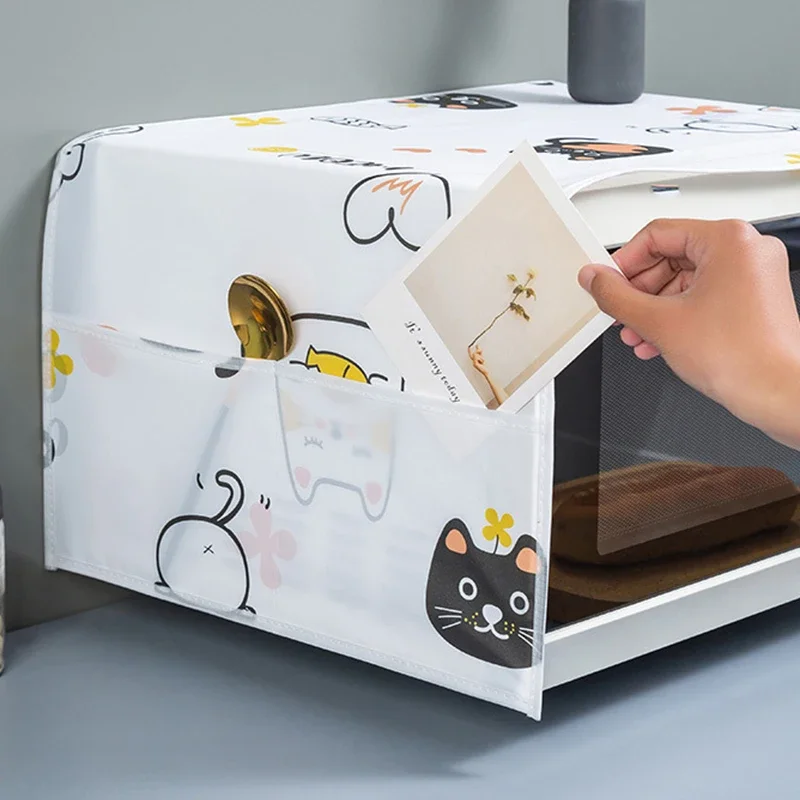 Waterproof Microwave Oven Covers Grease Proofing Storage Bag Double Pockets Dust Covers Microwave Oven Hood Kitchen Accessories