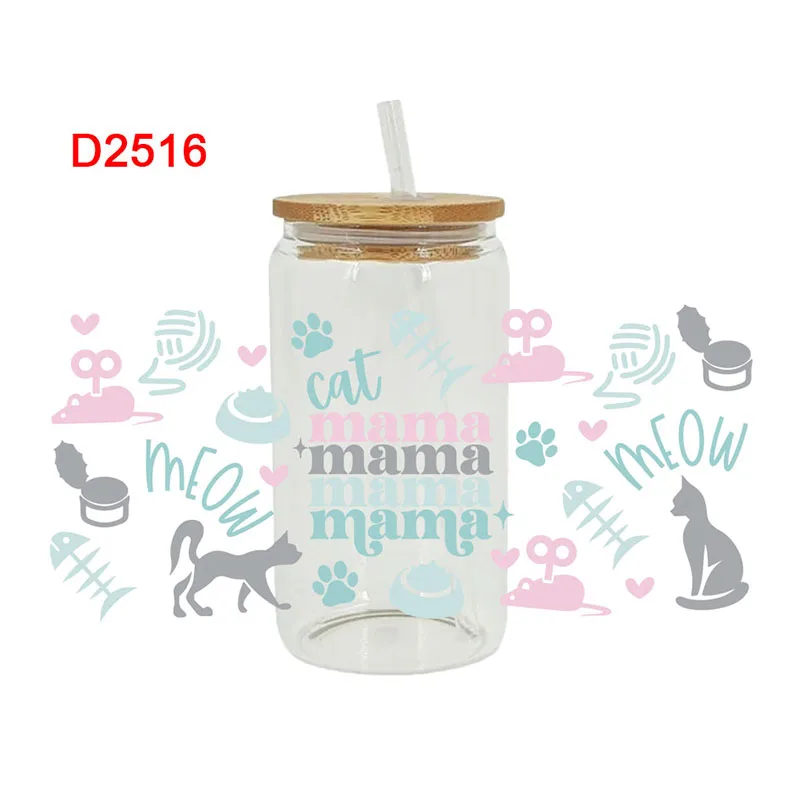 Mama 3D UV DTF Libbey Cup Wrap Iron On Transfer For Glass Stickers 16oz D2516