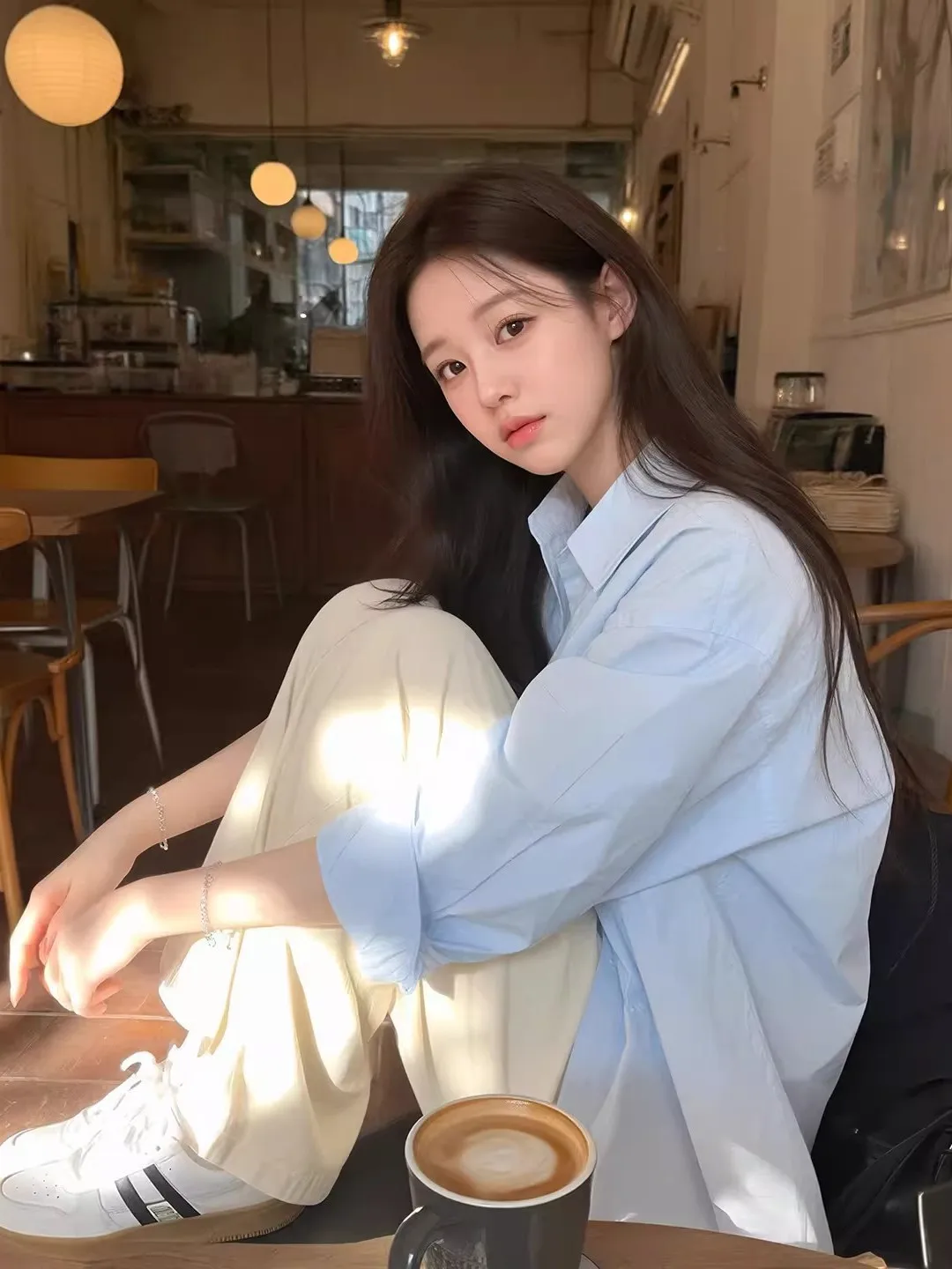 

Синяя рубашка-куртка для женщин, летняя, с защитой от солнца, свободного кроя, модная, омолаживающая, в повседневном стиле, с длинным рукавом