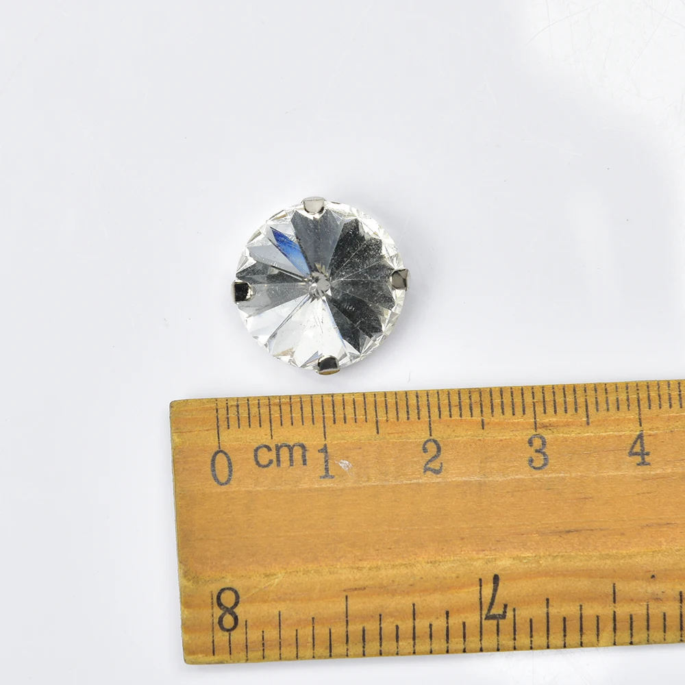 Sew On Rhinestone 8Mm 10Mm 12Mm 14Mm 16Mm 20Mm Mixed Size Glass Crystal Gems Flatback With Silver Claw For Jewelry Craft Clothes