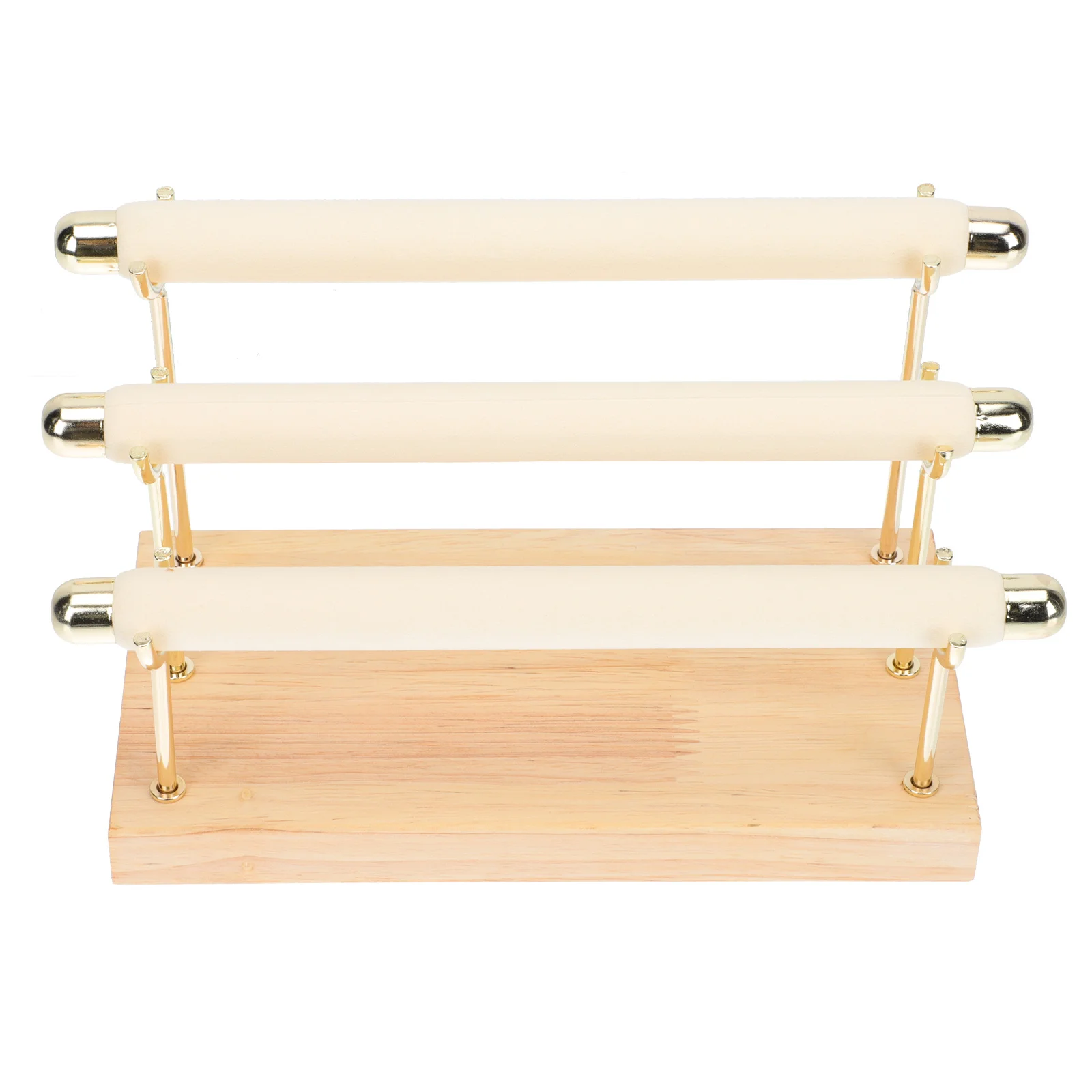 1Pcs Three Layer Wooden Flannel Jewelry Rack Detachable Ring Display Organizer for Home Beige Ring Rack Display Holder