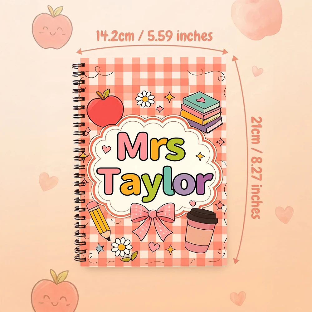 Personalized Custom Text Spiral Notebook,Custom Name Journal,Office Writing Notepad Teacher Appreciation Back To School Gift