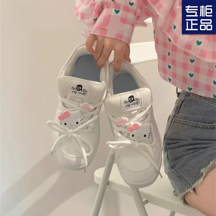 Sanrio Hello Kitty Cartoon Sneakers Cute Anti-slip Thick Bottom Skate Shoes Student Ins Anime Small White Shoes Gift For Girls