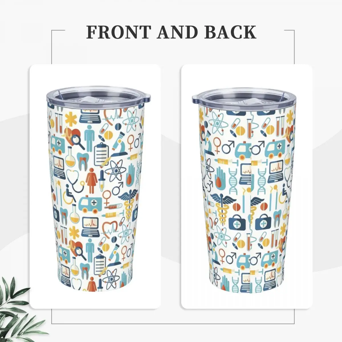 Stainless Steel Tumbler Doctor And Nurse Mugs Cup With Straws Medicine First Aid Driving Cold and Hot Water Thermal Cups