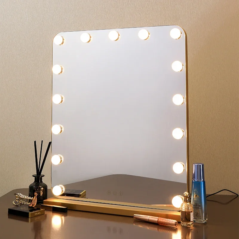 Large makeup mirror desktop led rechargeable household smart vanity mirror with light fill light mirror dresser desktop