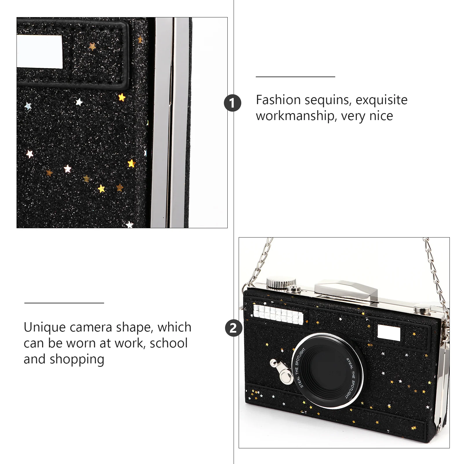 1 قطعة حقيبة كتف PU حقيبة نمط الكاميرا تصميم حديث بسيط براعة قوية مثالية للعمل هدية المدرسة لها #2