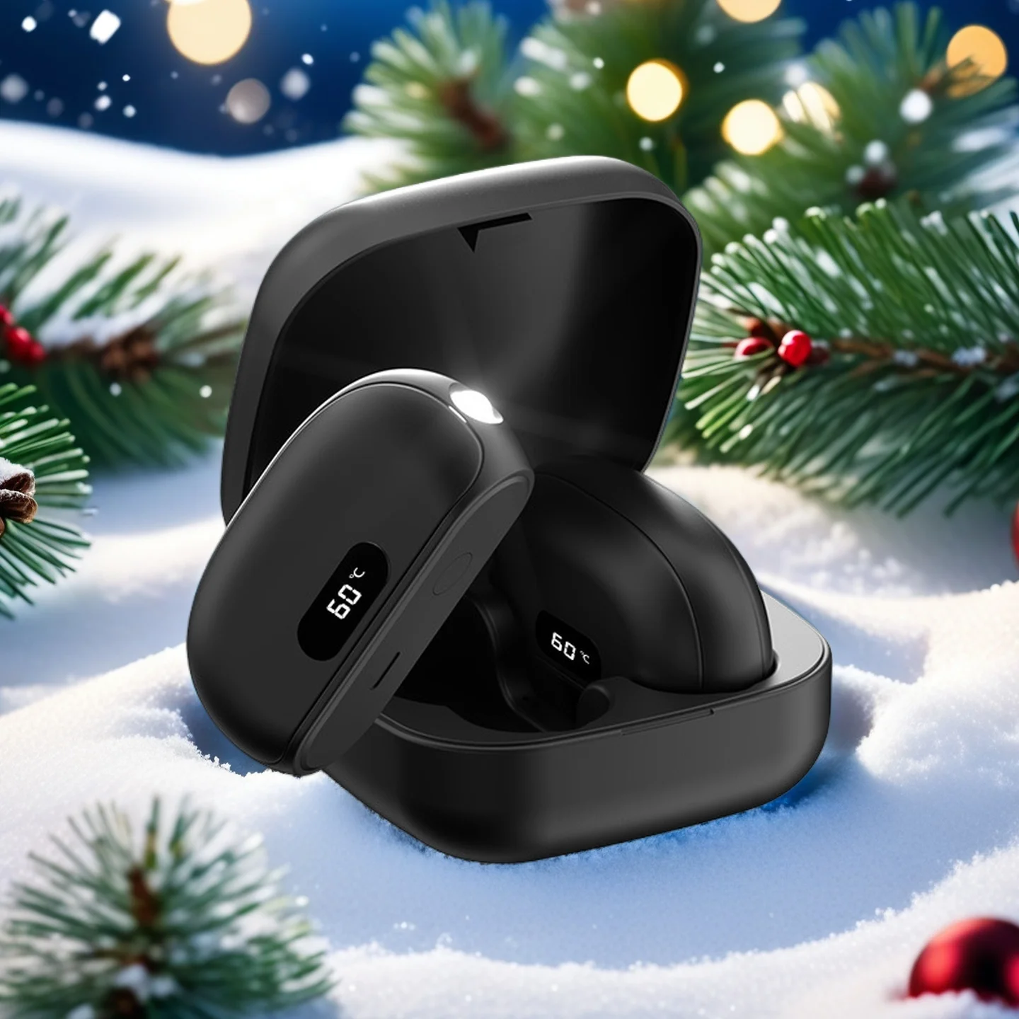 

Magnetic Digital Display Rechargeable Hand Warmer with Flashlight & Power Bank – Explosion-Proof Portable Heating Pad for Winter