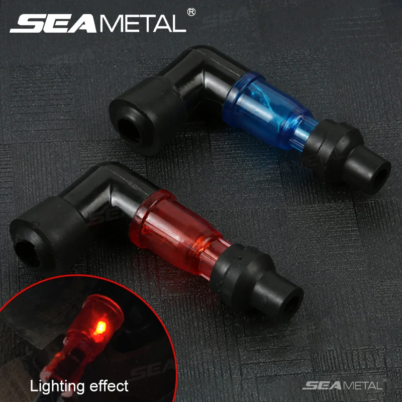SEAMETAL Universal Motorcycle Ignition Spark Plug Cap 90 Degree Motorcycle Flashing Spark Plug Caps Covers for Motorbike Scooter