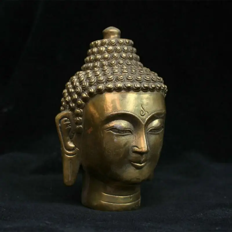 10 Cm Chinese Tibet Buddhism Brass Shakyamuni Amitabha Buddha Head Sculpture