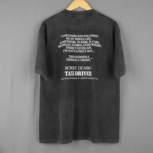 T-shirt Sopir Taksi Robert De Niro Film Tahun 70-an 80-an Natural Born Killers Pria Katun Musim Panas Dicuci Pakaian Pria Kemeja Lengan Pendek 8 pengemudi taksi penjualan terbaik - №