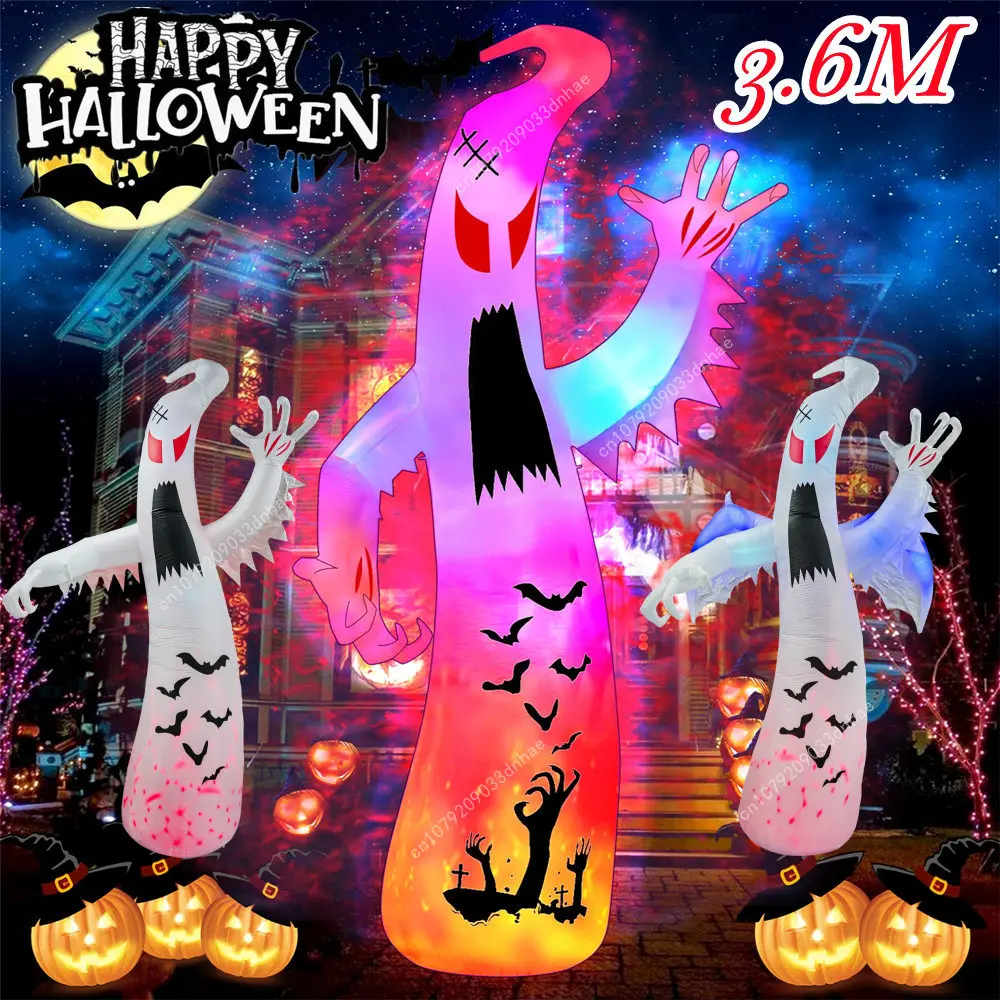 

3.6M Halloween Inflate Scary Ghost Model Decor with LED Lights for Halloween Outdoor Yard Garden Lawn Scary Decoration Props