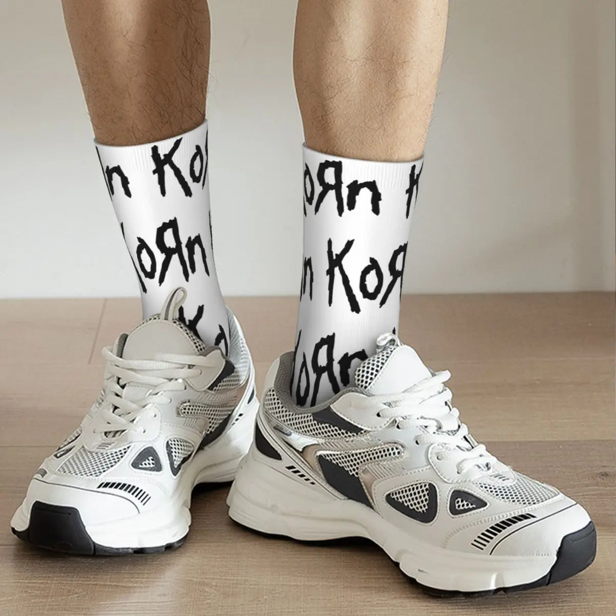 Korn Logo Design Crew Socks Accessories for Unisex Compression Printed Socks