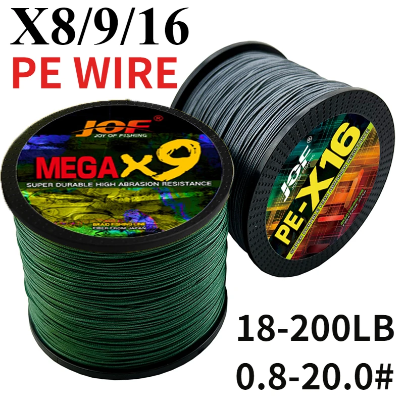 Durable X9/8/16 Strands Upgraded Braided Fishing Line Multifilament Strong 18-200LB Anti-Bite Hollow Core PE Wire for Carp Bass