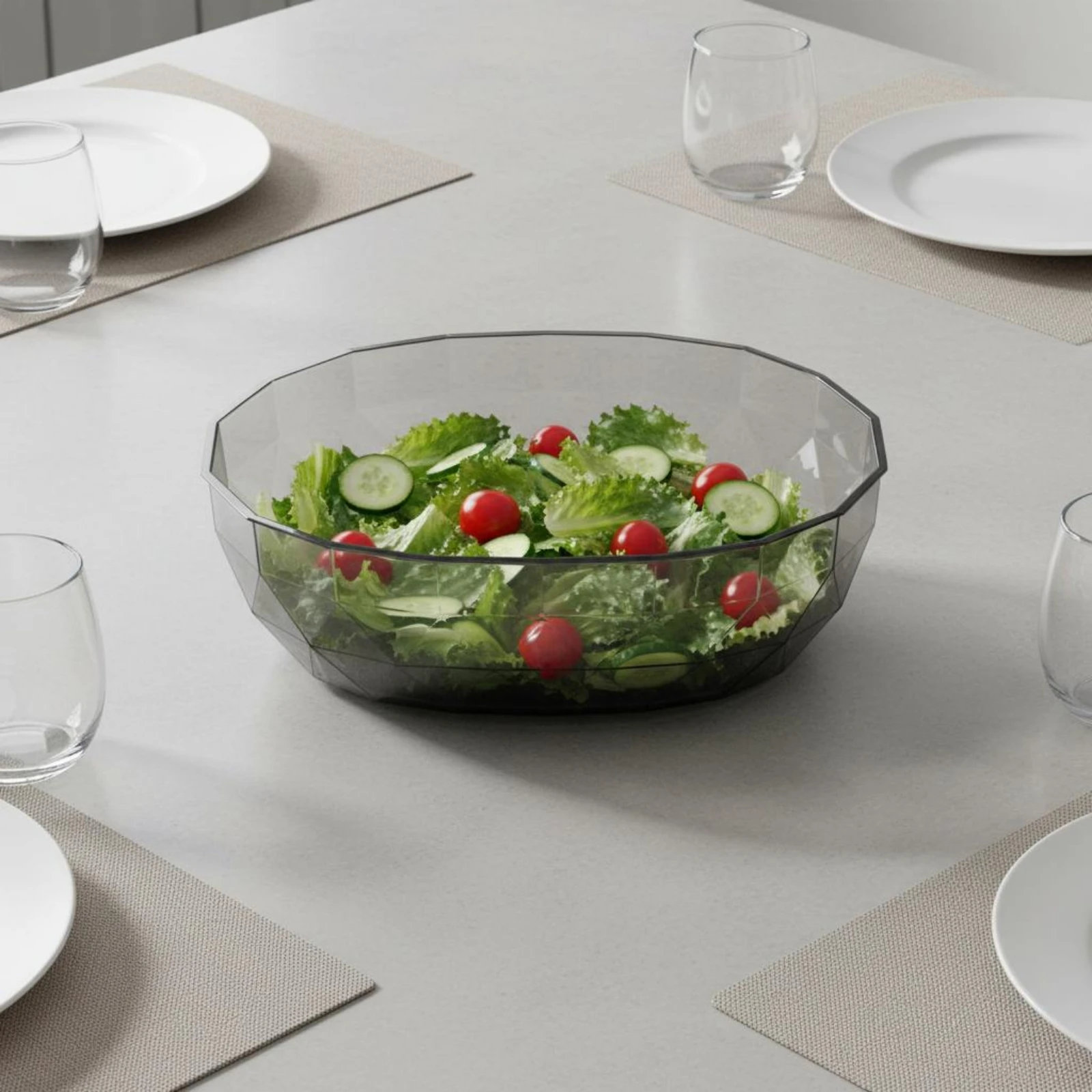 

Oval Fruit Bowl Transparent Faceted Crystal Bowl Tableware Long-Lasting Easy to Clean