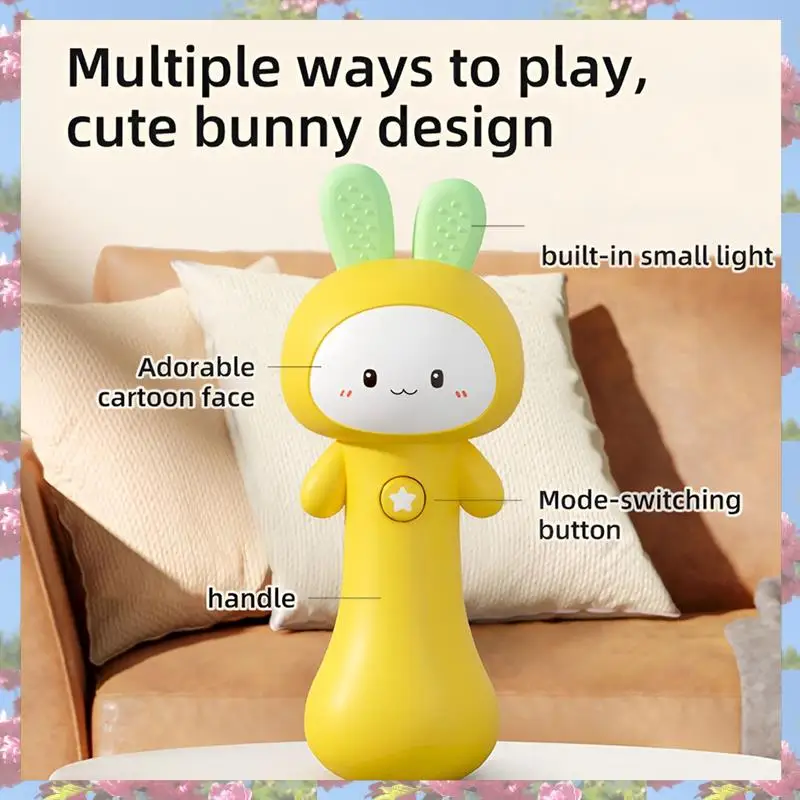 L81A 2025-Bunny Giocattolo con sonaglio per bambini con suono leggero Giocattolo interattivo per dentizione e sensoriale Ideale per cestino pasquale per bambino