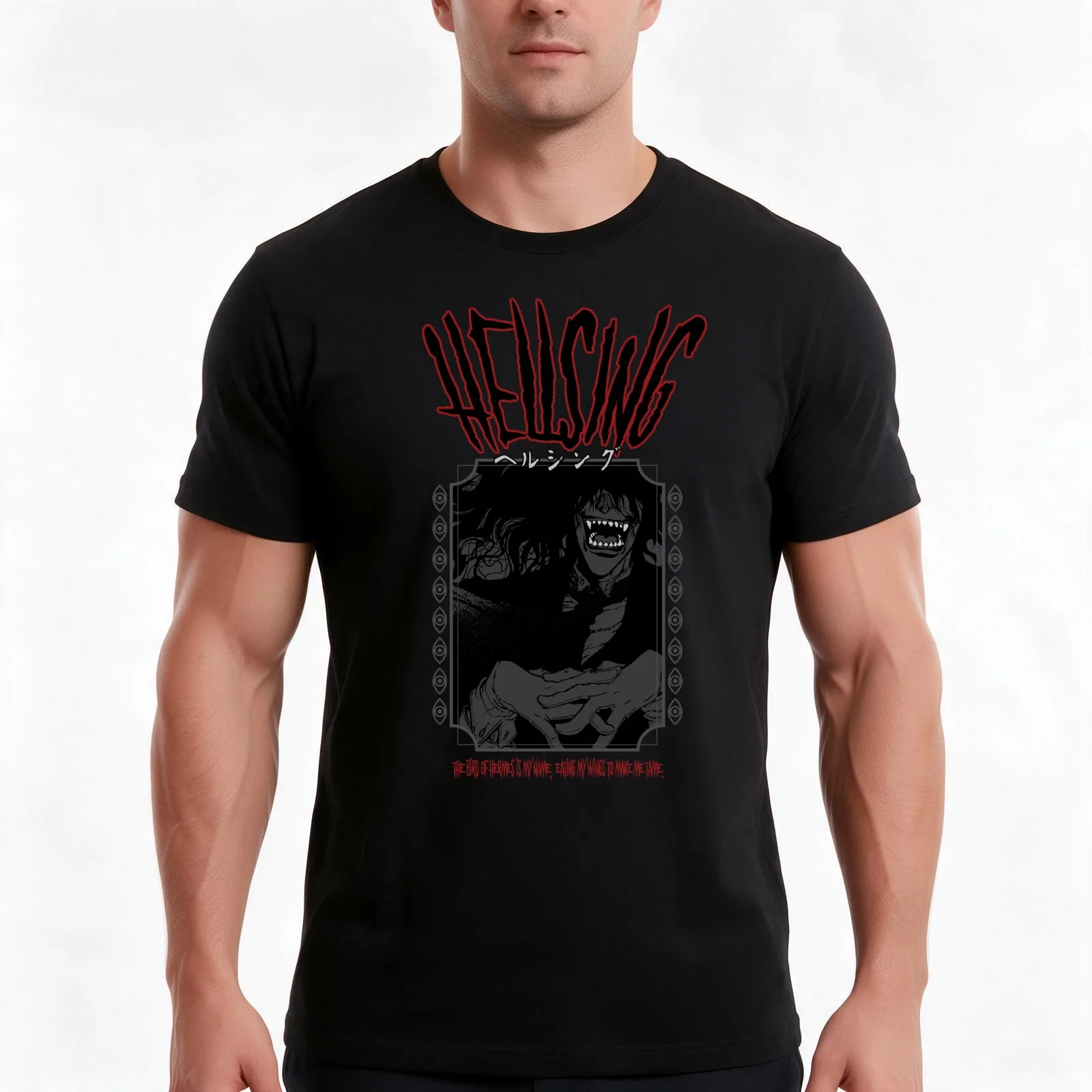HELLSING T-Shirt, Summer Casual Cotton Tee, Oversized Streetwear Tops, Vintage Graphic Print, Loose Fit Short Sleeve