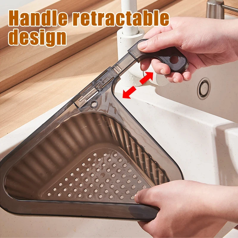 Kitchen Sink Filter Basket Corner Drain Strainer Basket Triangular Sink Storage Multi-Functional Hanging Filtering Draining Rack